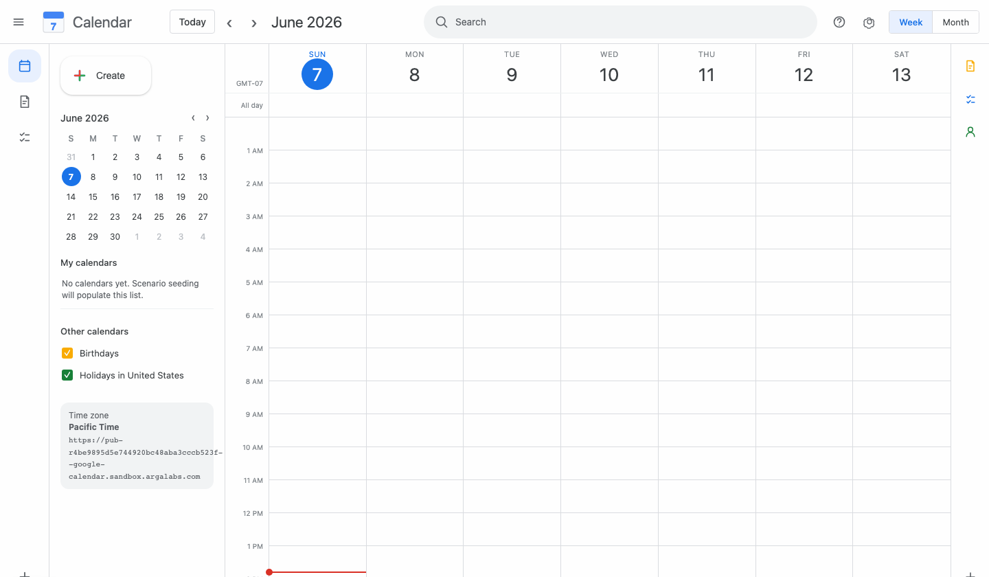 Google Calendar twin showing a weekly calendar view and calendar controls.